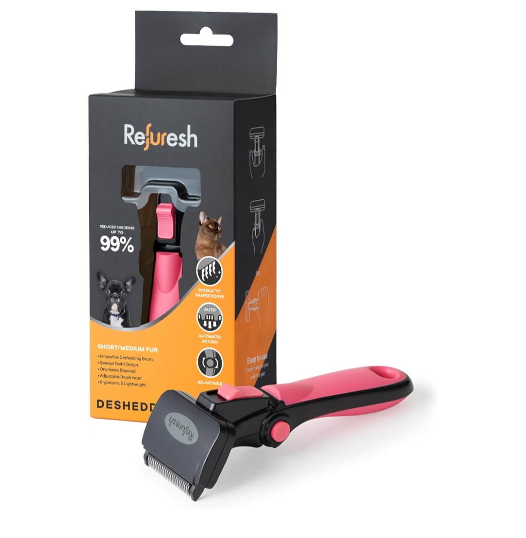 Refuresh Deshedding Dog/ Cat Brush for Short/ Medium hair - Pink